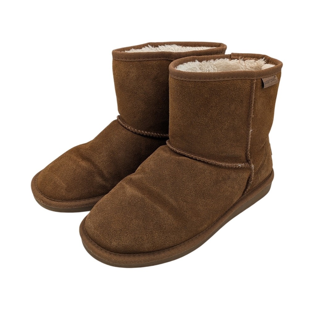 Minnetonka Brown Suede Sheepskin Lined Short Ankle Boots‎ Women's Size 8M 85701